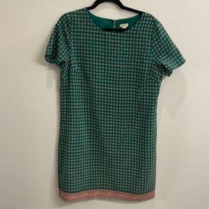 J. Crew Green Paisley Shift Dress - Size 12